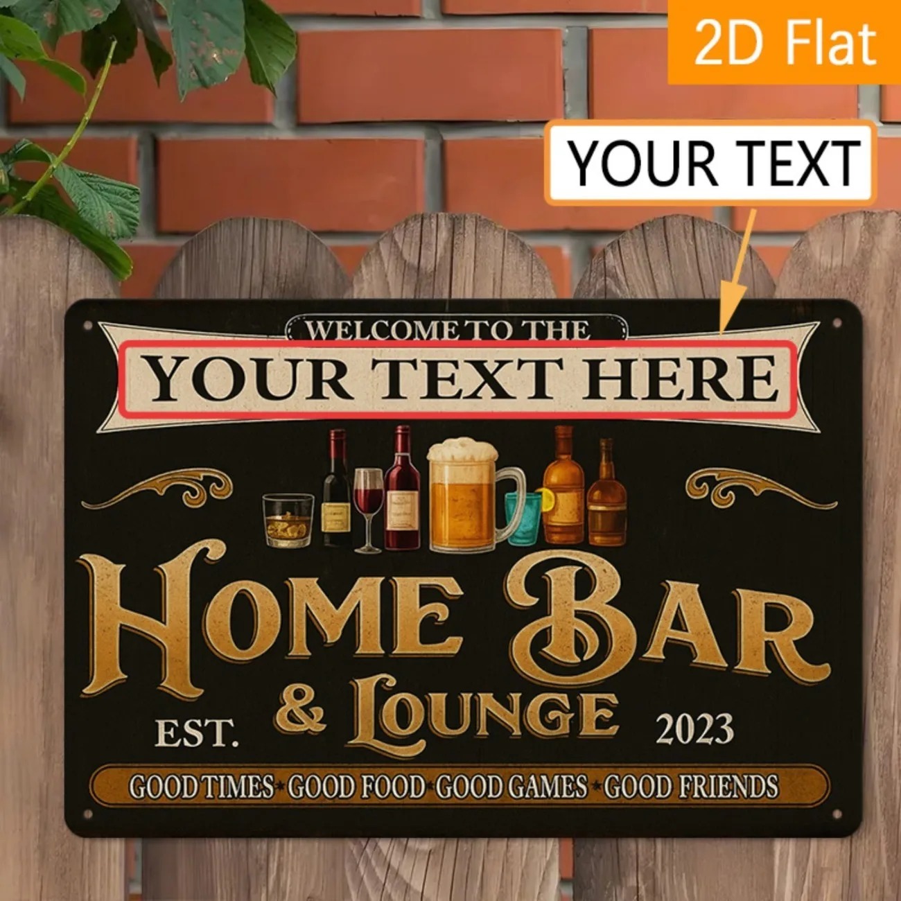 Home Bar Signs - Металлическая табличка с индивидуальным текстом в